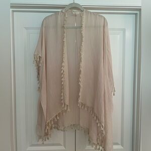Evelyn K Beige Tassel Kimono Cardigan